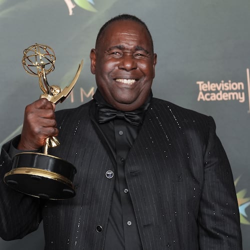 Ernest Harden Jr. poses in the press room with the award for outstanding guest actor in a drama series for "The Pitt" during night two of the Creative Arts Emmy Awards on Sunday, Sept. 6, 2026, in Los Angeles. (AP Photo/Chris Pizzello)