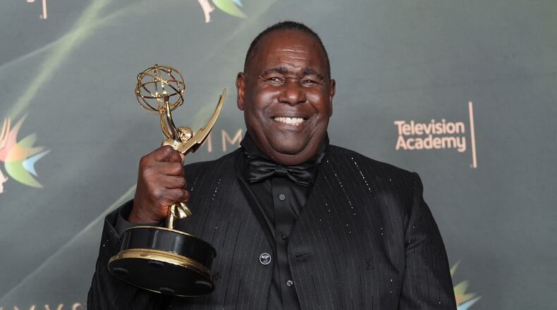 Ernest Harden Jr. poses in the press room with the award for outstanding guest actor in a drama series for "The Pitt" during night two of the Creative Arts Emmy Awards on Sunday, Sept. 6, 2026, in Los Angeles. (AP Photo/Chris Pizzello)