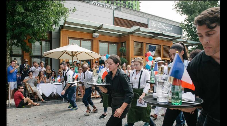 John Wilkins III, far right, won the 2018 Waiters’ Race Atlanta.