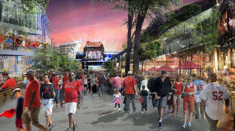 The Atlanta Braves plan to build an entertainment complex around its new $672 million stadium in Cobb County.