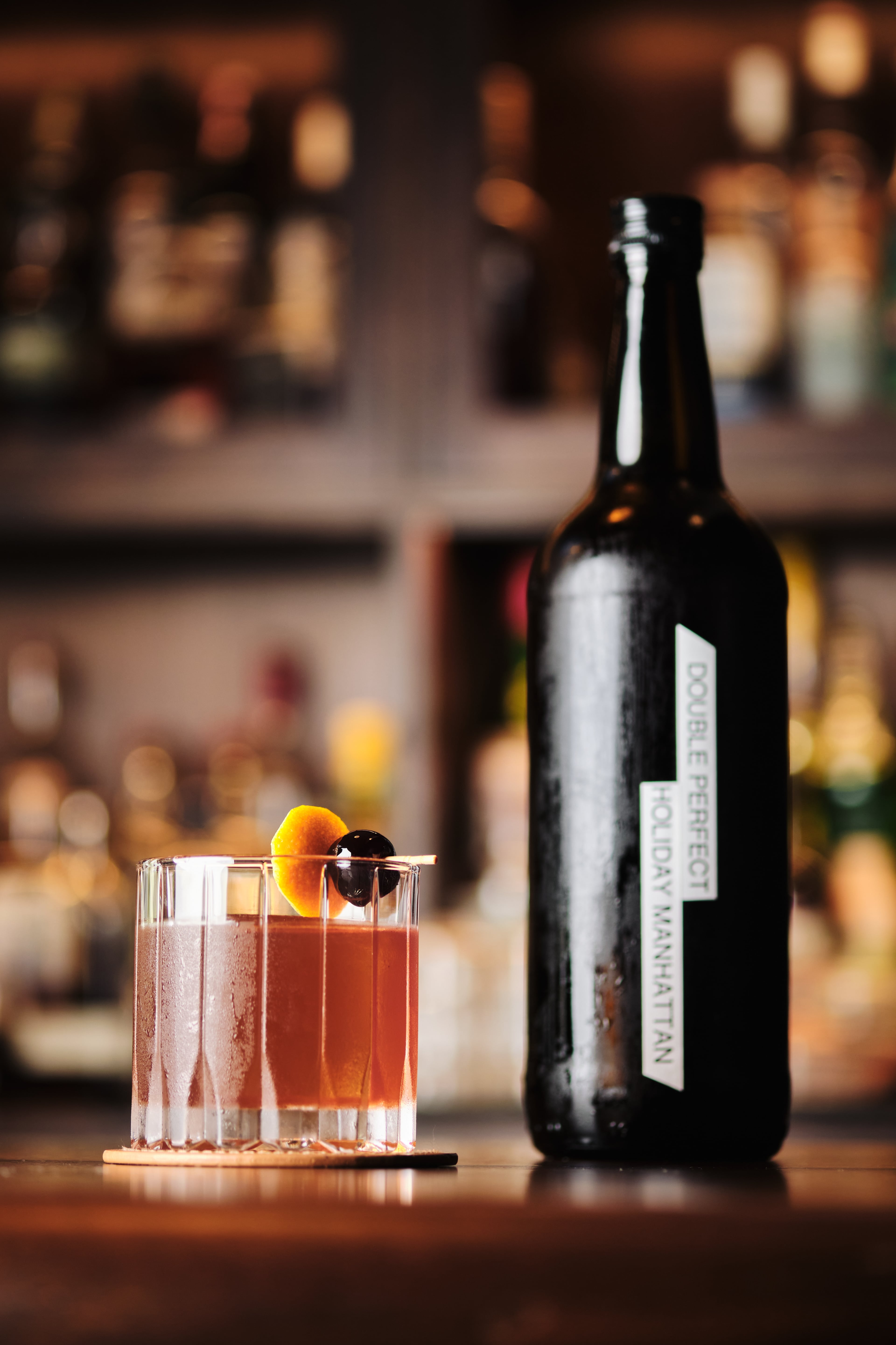 To spend more time celebrating than shaking, keep a batch of premade Double Perfect Holiday Manhattans in your freezer. (Courtesy of Brandon Amato)