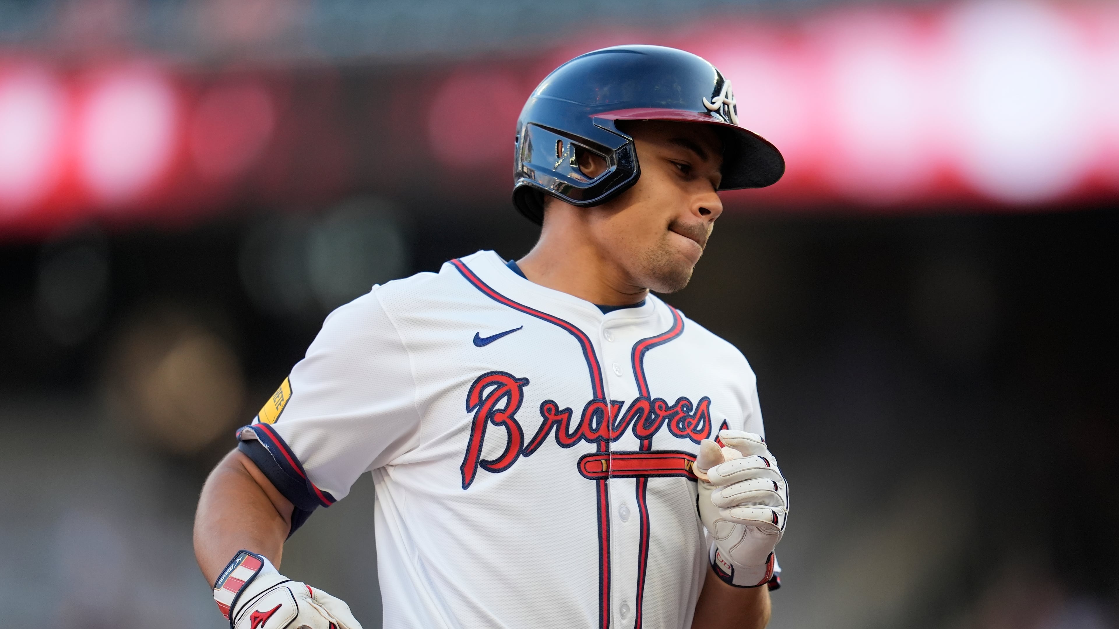 Atlanta Braves' Drake Baldwin runs the bases after hitting a solo home run against the Miami Marlins in the first inning of a baseball game, Thursday, Aug. 7, 2025, in Atlanta. (Mike Stewart/AP)