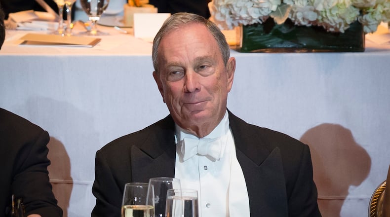 Former New York Mayor Michael Bloomberg reacts to a joke at his expense during the 69th Annual Alfred E. Smith Memorial Foundation Dinner, a charity gala organized by the Archdiocese of New York, at the Waldorf-Astoria hotel, Wednesday, Oct. 1, 2014, in New York. (AP Photo/John Minchillo) Former New York Mayor Michael Bloomberg reacts to a joke at his expense during the 69th Annual Alfred E. Smith Memorial Foundation Dinner, a charity gala organized by the Archdiocese of New York, at the Waldorf-Astoria hotel, Wednesday, Oct. 1, 2014, in New York. (AP Photo/John Minchillo)