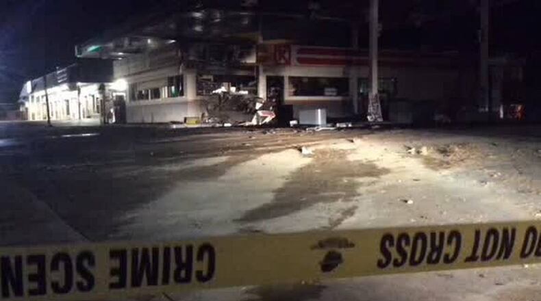 A clerk was trapped within the protective partition during a fiery crash at a Circle K in Macon on Monday. Macon-Bibb Fire Battalion Chief Todd Alligood said the clerk could not open the door. (Credit: Macon Telegraph)