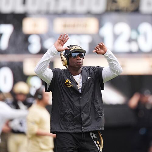 Coach Deion Sanders and his Colorado squad lost to Georgia Tech, 27-20, last season in Boulder. (David Zalubowski/AP)