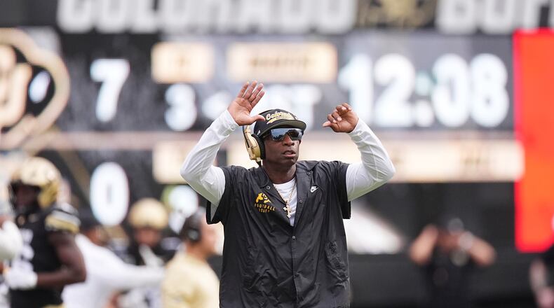 Coach Deion Sanders and his Colorado squad lost to Georgia Tech, 27-20, last season in Boulder. (David Zalubowski/AP)