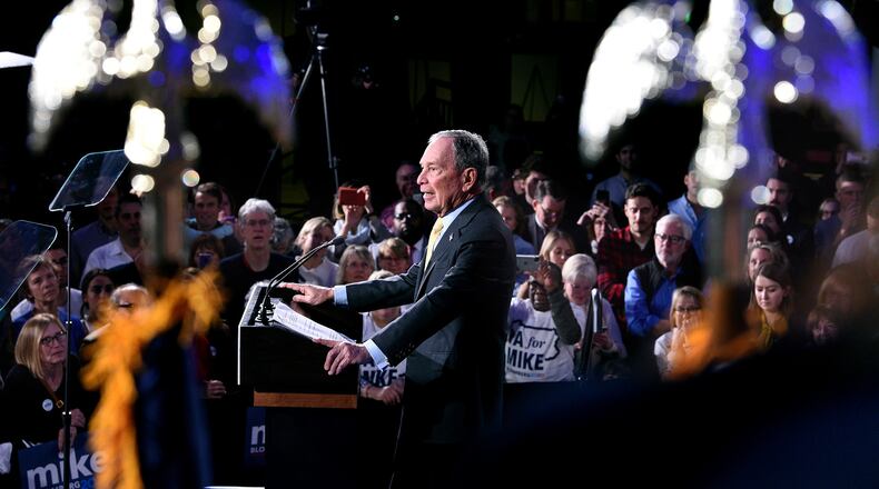 Democratic presidential candidate Mike Bloomberg appears at a campaign rally at the National Constitution Center on Tuesday, Feb. 4, 2020. (Tom Gralish/The Philadelphia Inquirer/TNS)