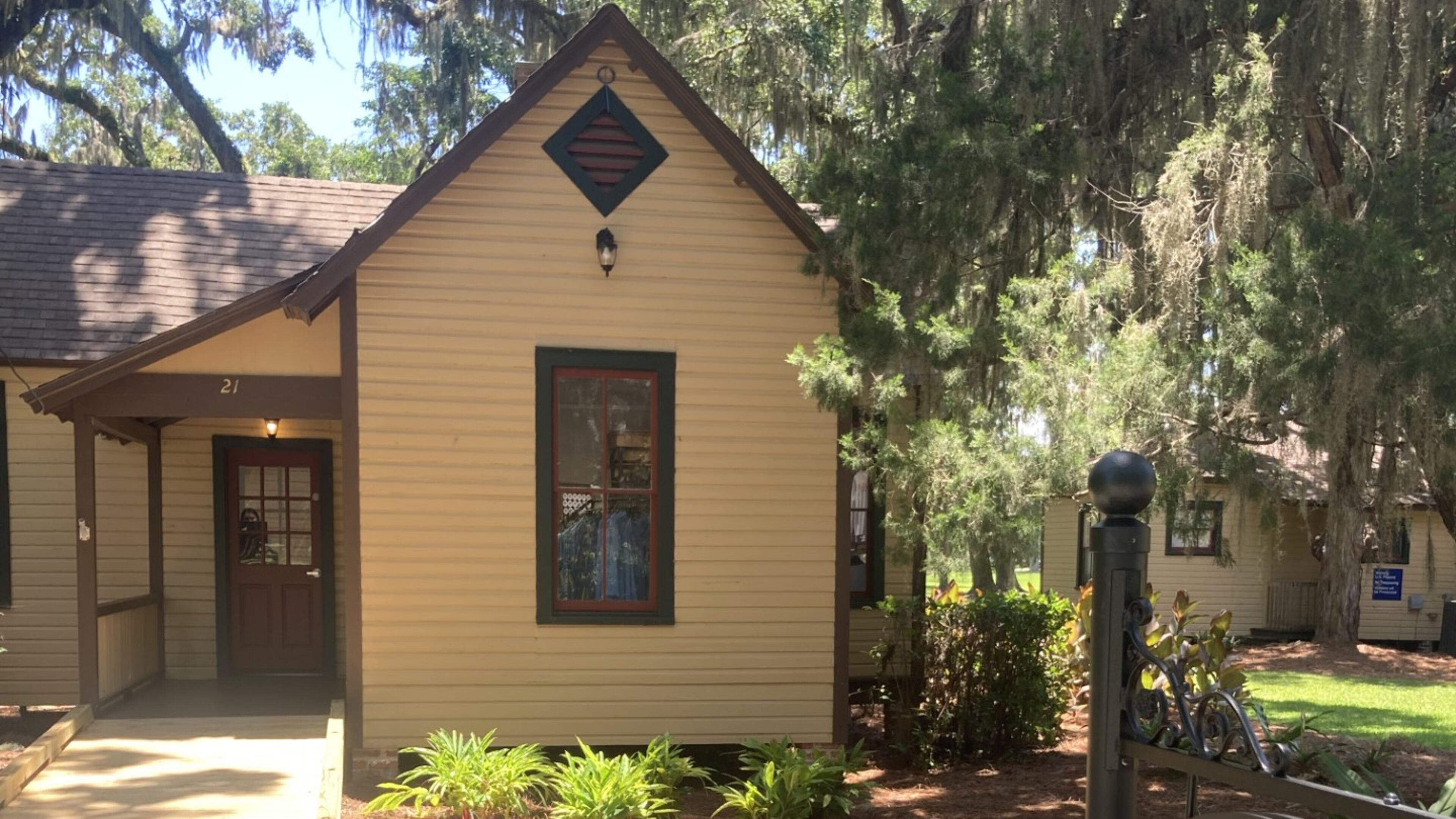 A historic cottage along Jekyll Island's Pier Road is now home to an outdoors outfitter store. (Adam Van Brimmer/AJC)