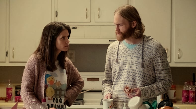 Sonya Cassidy as Liz Dudley, Wyatt Russell as Sean Dud Dudley - Lodge 49 _ Season 2 - Photo Credit: Jackson Lee Davis/AMC