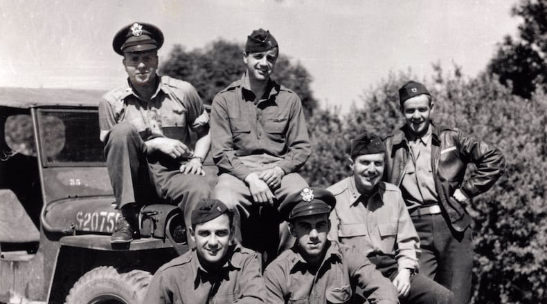 St. Martin’s Press has reissued “Luck of the Draw,” a World War II memoir by the late Frank Murphy of Atlanta, seated on Jeep at left. Murphy is a character in “Masters of the Air,” a miniseries produced by Tom Hanks and Steven Spielberg airing on Apple TV+ later this year. (Courtesy of Murphy Collection)