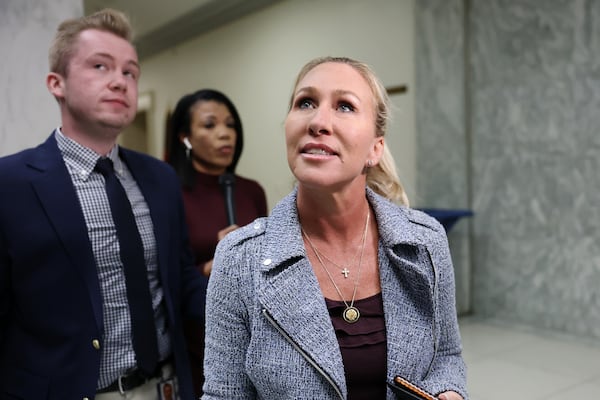 U.S. Rep. Marjorie Taylor Greene (R-GA) departs her office in the Rayburn House Office Building on Nov. 17, 2025, in Washington, D.C. (Anna Moneymaker/Getty Images)