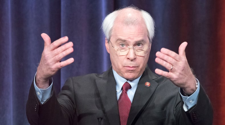 John Barrow, the Democratic nominee for secretary of state, in a May debate. ALYSSA POINTER/ALYSSA.POINTER@AJC.COM