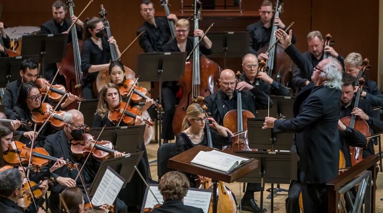 Donald Runnicles conducts the Atlanta Symphony Orchestra on April 28, 2022.