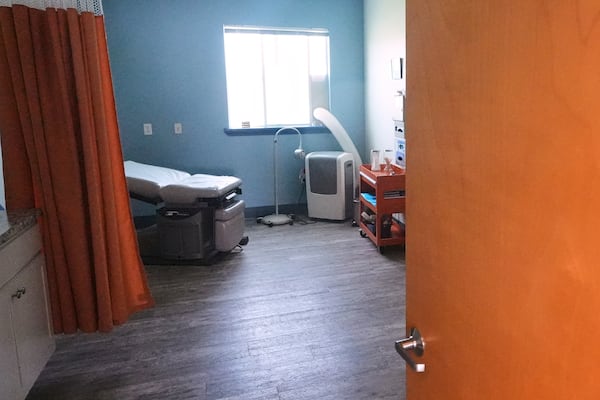 An examination room is ready for a patient visit at the Maine Family Planning healthcare facility, July 15, 2025, in Thomaston, Maine. (AP Photo/Charles Krupa)