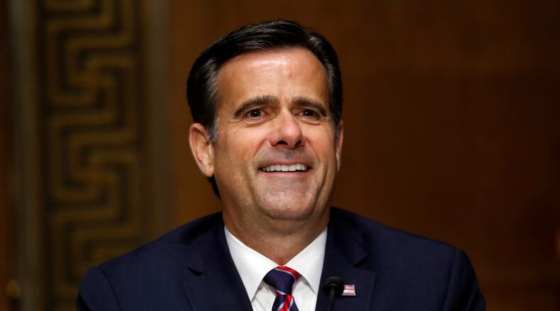 FILE - In this May 5, 2020, file photo, then-Rep. John Ratcliffe, R-Texas, and now Director of National Intelligence testifies before the Senate Intelligence Committee on Capitol Hill in Washington. Officials say Russia and Iran have obtained some voter registration data, aiming to interfere in the November election.