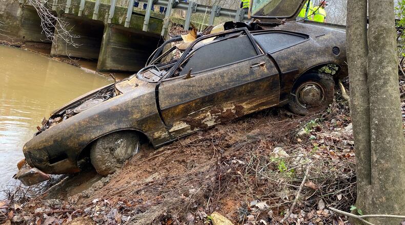 Authorities on Tuesday pulled a rusted 1974 Ford Pinto from an Alabama creek. The car belonged to Kyle Clinkscales, an Auburn University student from LaGrange who disappeared in 1976.
