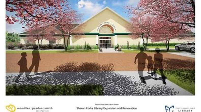 An artist rendering of the expansion and renovation of the Sharon Forks library branch