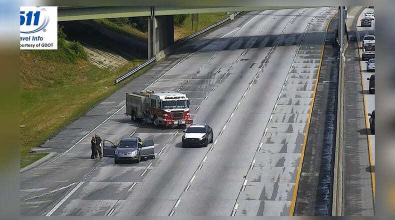 Officials had to shut down I-285 northbound near the Washington Road exit after a five-vehicle crash. (Credit: Georgia Department of Transportation)