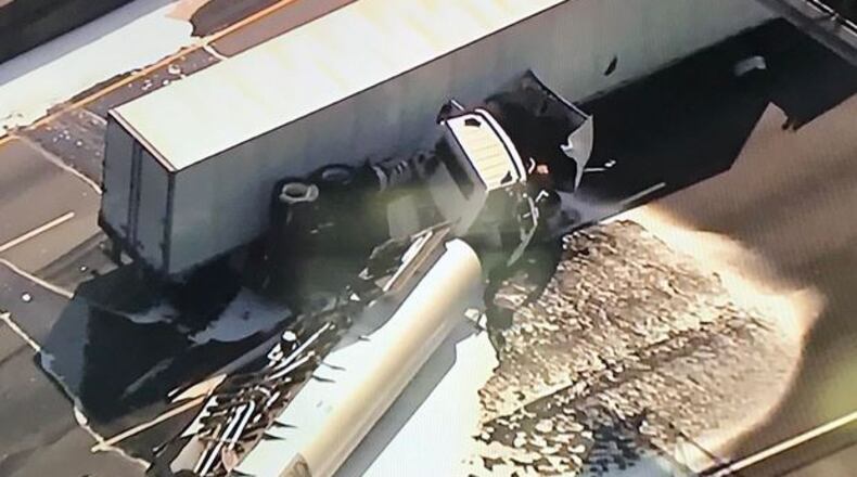 A crash involving two tractor-trailers resulted in fuel being spilled on westbound I-20.