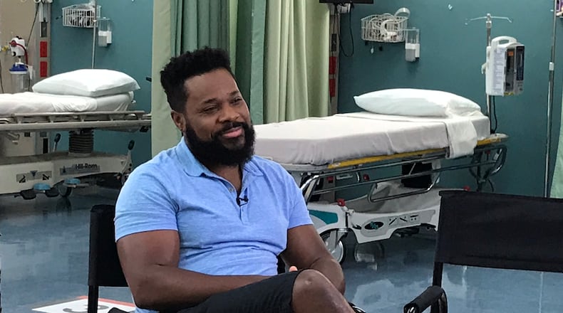 Malcolm-Jamal Warner plays a super confident surgeon on Fox's "The Resident." Here he is on September 6, 2018 on the set in Conyers.