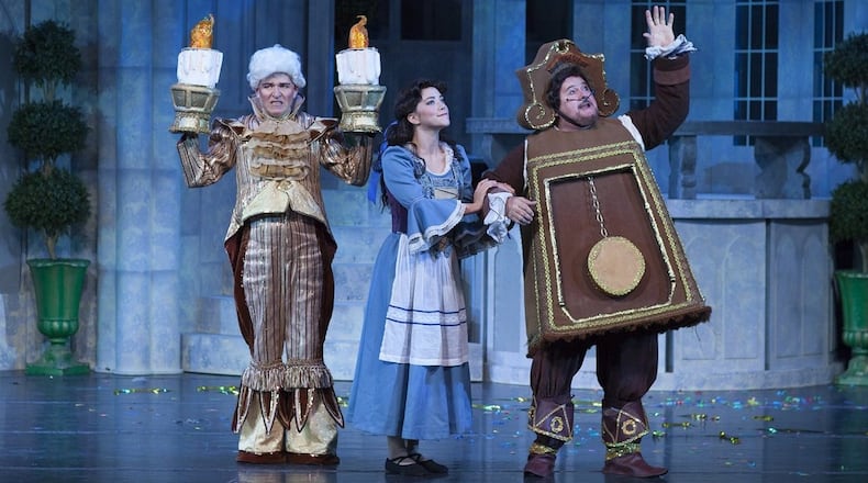 Atlanta Lyric’s “Beauty and the Beast” features Jeff McKerley (from left), Lauren Hill and Robert Wayne, all of whom have played their roles in earlier productions of the Disney musical. CONTRIBUTED BY CAYCE CALLOWAY