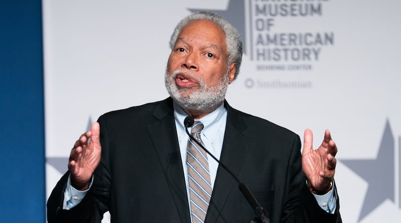 FILE - Secretary of the Smithsonian Institution Lonnie Bunch speaks at an event, Feb. 20, 2026, in Washington. (AP Photo/Allison Robbert, File)