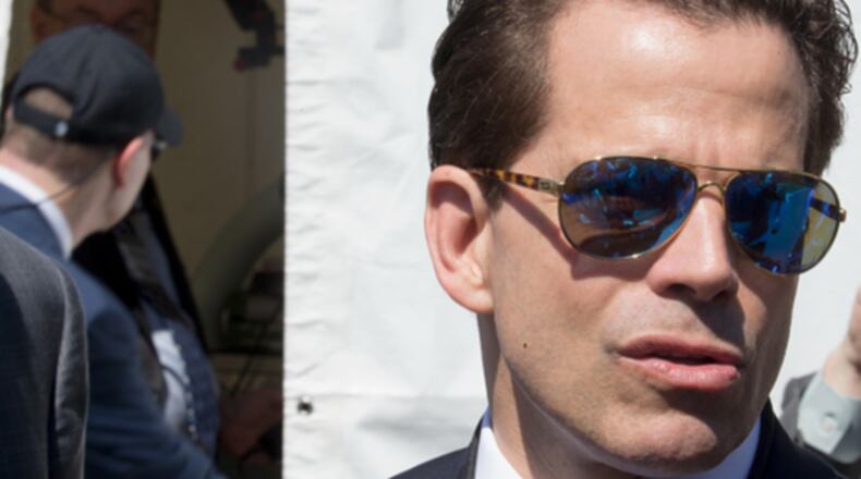 Former White House Communications Director Anthony Scaramucci talks with the media outside the White House in Washington, DC on July 25, 2017.