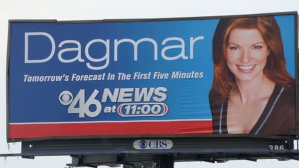 Midcap's promotional billboards on I-75 and I-85, an honor usually reserved for anchors. "Why hide her?" said former news director Rick Erbach. "She's a star!" (Rodney Ho/AJC)