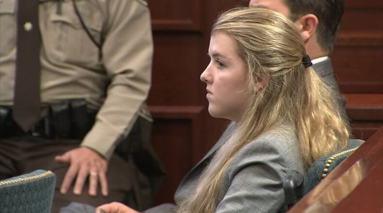 Teen motorist Zoe Reardon faces several misdemeanor charges stemming from a 2017 wreck in downtown Woodstock. Two women and an infant were killed. Photo: Channel 2 Action News