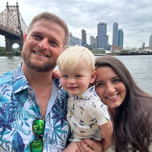 Elise Adams' miscarriages inspired husband Alex (holding son Liam) to create an app that helps pregnant women become less anxious about their unborn child. (Courtesy of Alex Adams)