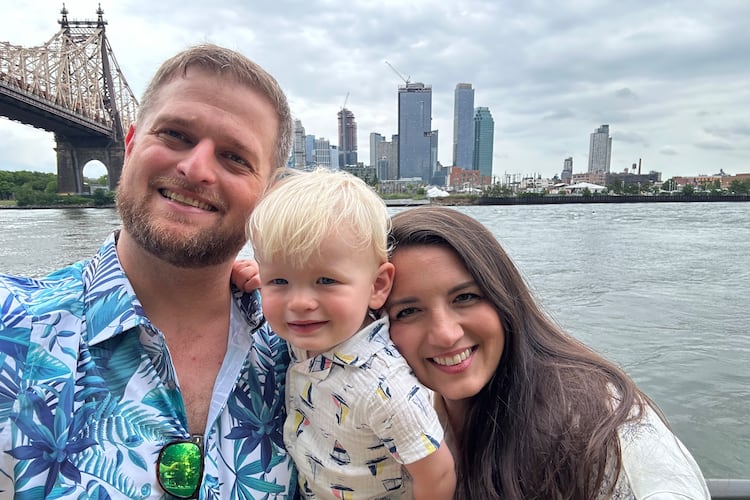 Elise Adams' miscarriages inspired husband Alex (holding son Liam) to create an app that helps pregnant women become less anxious about their unborn child. (Courtesy of Alex Adams)