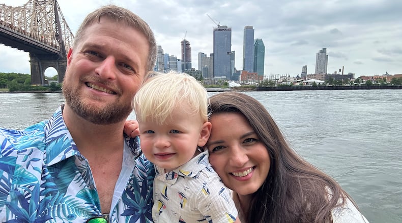 Elise Adams' miscarriages inspired husband Alex (holding son Liam) to create an app that helps pregnant women become less anxious about their unborn child. (Courtesy of Alex Adams)