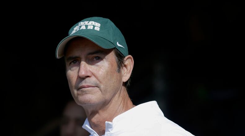 FILE - Baylor coach Art Briles stands in the tunnel before the team's NCAA college football game against Texas Dec. 5, 2025, in Waco, Texas. (AP Photo/LM Otero, File)