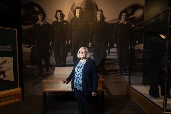 Navy veteran Amy Stevens, who was inducted this month into Georgia’s Military Veterans Hall of Fame, recently visited the “Our War Too: Women in Service” exhibit at the Atlanta History Center. “Women have always served in combat,” she said. “It is just that you didn’t maybe always know they were there or what they were doing.” (Arvin Temkar/AJC)