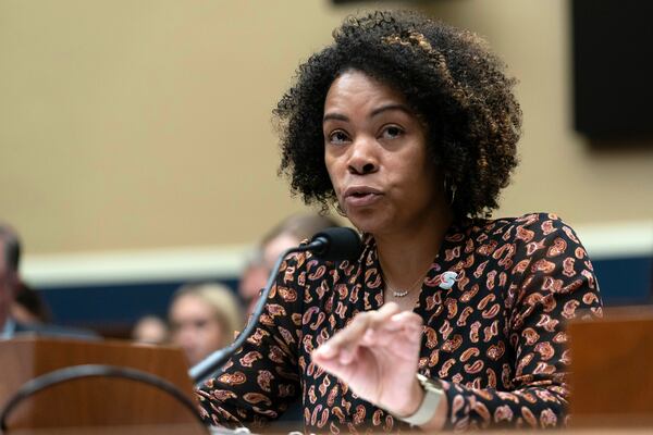 FILE - U.S. Center for SafeSport CEO Ju'Riese Colón testifies during The Commission on the State of U.S. Olympics and Paralympics hearing on Capitol Hill in Washington, 3Sept. 6, 2023. (AP Photo/Jose Luis Magana, File)