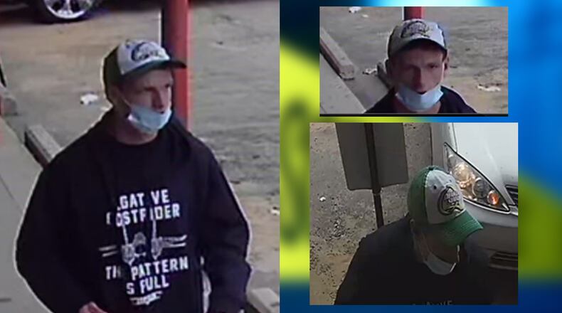 Chamblee police released photos of a man suspected of assaulting and robbing a woman, then firing a handgun at bystanders who attempted to chase him down.