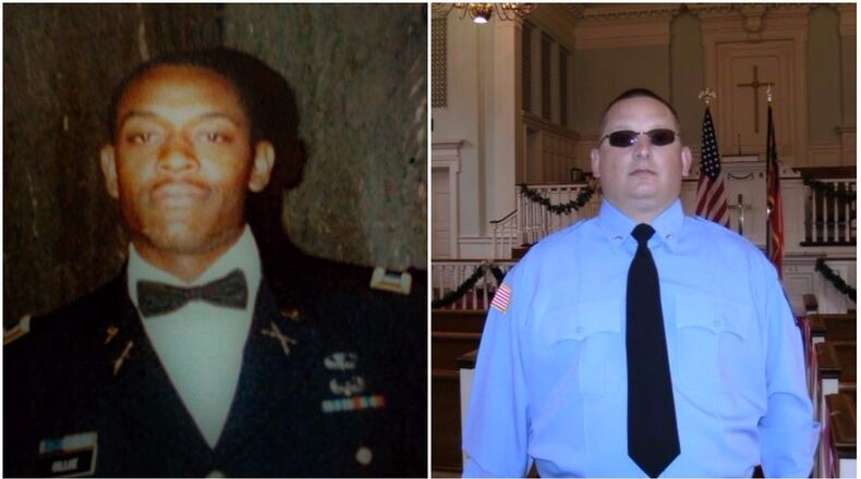 Georgia correctional officers Sgt. Curtis Billue, 58, (left) and Sgt. Christopher Monica, 42, were both shot and killed along Ga. 16 in Putnam County when two prisoners they were transporting escaped.
