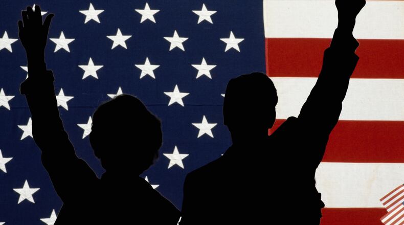Unlike typical campaigns, current top Georgia candidates' spouses are not frequently at campaign events. (Photo illustration / AJC | Getty Images)