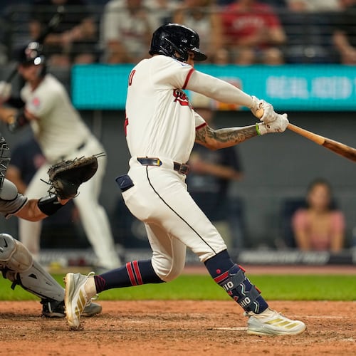 Cleveland Guardians' Brayan Rocchio hits a game winning home run in the ninth inning of a baseball game against the Chicago White Sox in Cleveland, Thursday, July 2, 2026. (AP Photo/Sue Ogrocki)