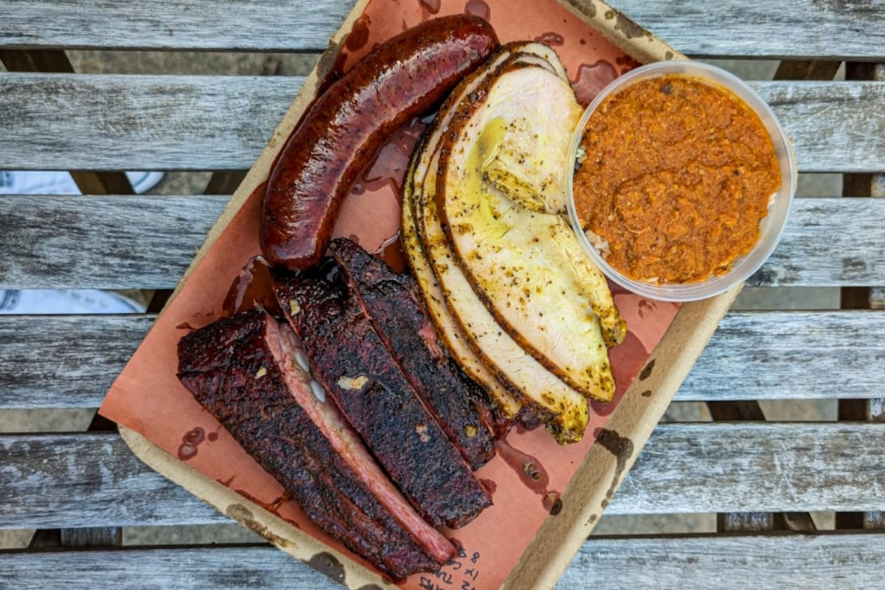A barbecue plate from Misfitsss BBQ, a concept created by Bryan Hull and Tyler Heath after the pair departed Owens & Hull. (Courtesy of Misfitsss BBQ)
