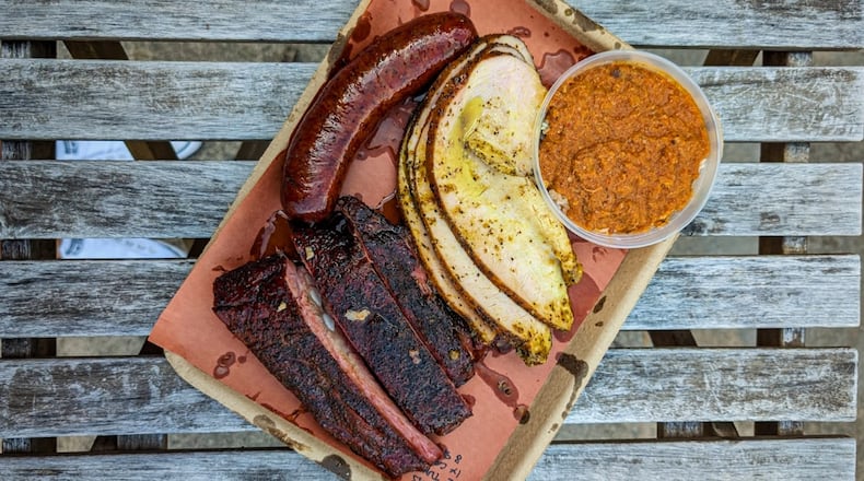 A barbecue plate from Misfitsss BBQ, a concept created by Bryan Hull and Tyler Heath after the pair departed Owens & Hull. (Courtesy of Misfitsss BBQ)