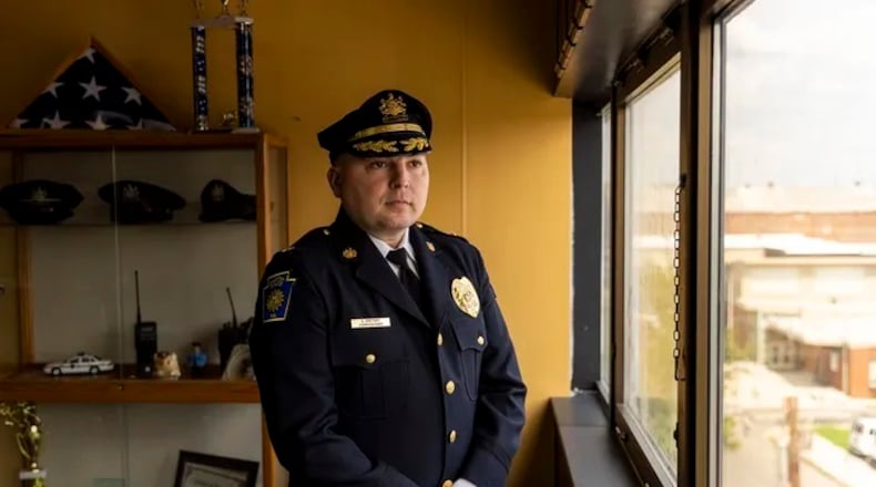 Chester, Pa., Police Commissioner William Gretsky said the sharp reduction in murders and shootings in this city this year is due in part to an increased emphasis on communication between his officers, county investigators, and the residents of Delaware County's lone city. TYGER WILLIAMS /THE PHILADELPHIA INQUIRER