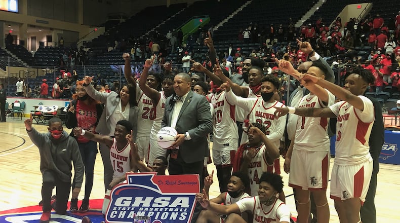 The Baldwin Braves won the 2021 Class 4A championship by beating Fayette County 54-53 at the Macon Coliseum.