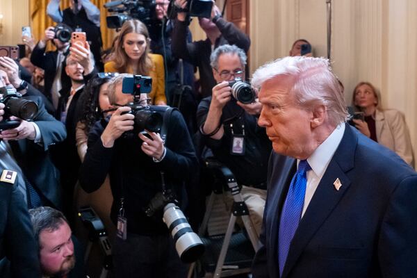 President Donald Trump arrived for a Medal of Honor ceremony in the East Room of the White House on Monday. (Alex Brandon/AP)
