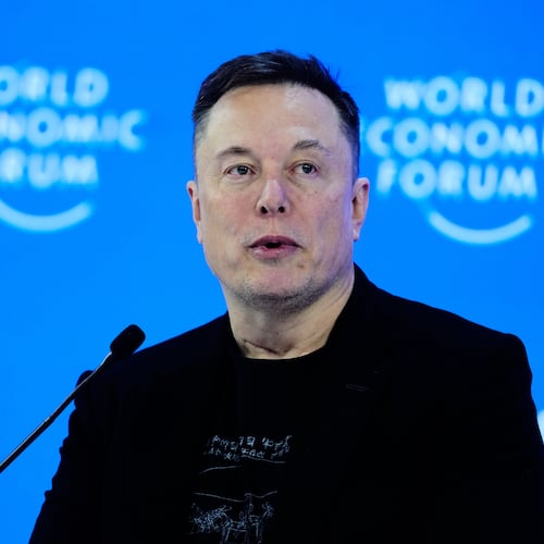 FILE - Elon Musk attends the annual meeting of the World Economic Forum in Davos, Switzerland, Jan. 22, 2026. (AP Photo/Markus Schreiber, File)