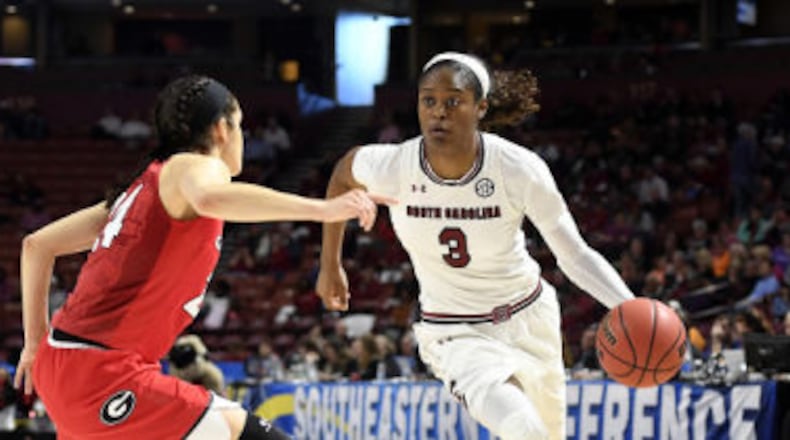 South Carolina guard Kaela Davis in the Gamecocks’ game against Georgia.
