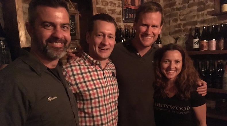 The Hardywood Brewing team (L-R), vice president of production Brian Nelson, co-founders Eric McKay and Patrick Murtaugh, and vice president of operations and quality Kate Lee. PHOTO CREDIT: Bob Townsend.