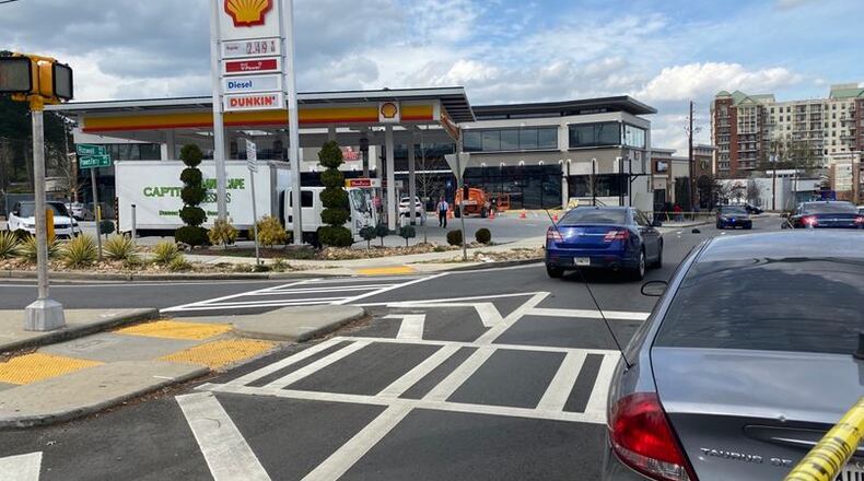 The shooting took place at a Shell station at the intersection of Powers Ferry and Roswell roads.
