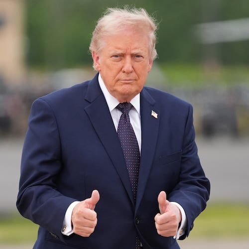 President Donald Trump walks from Marine One to board Air Force One at Morristown Airport, Friday, May 22, 2026, in Morristown, N.J. (AP Photo/Alex Brandon)
