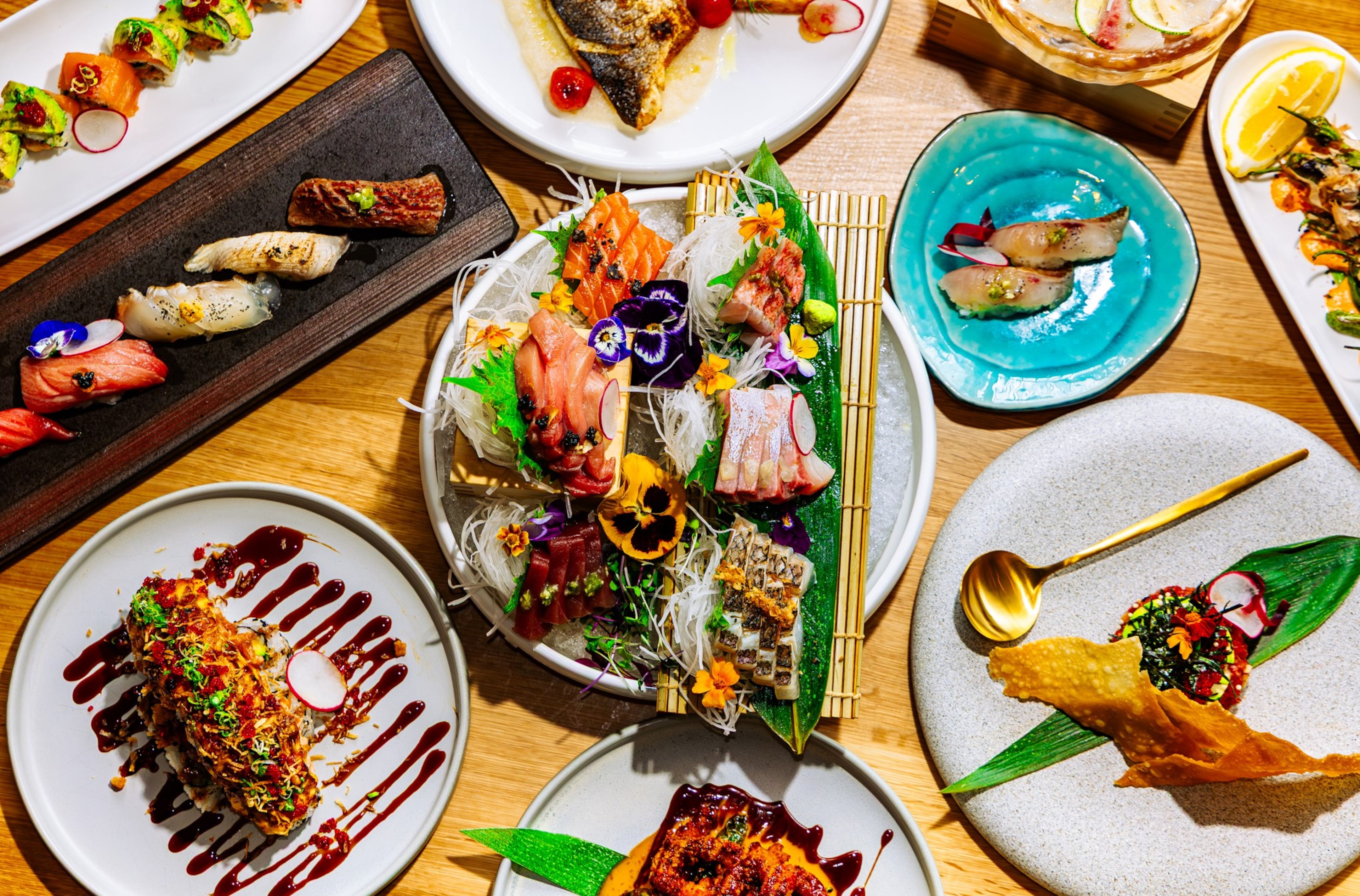 The food at Yuji has a wide range of prices, from a $10 carrot ginger salad to the 10-ounce umami wagyu steak at $300. (Courtesy of Xzavier Nanthavongsa/Yuji Modern Japanese)